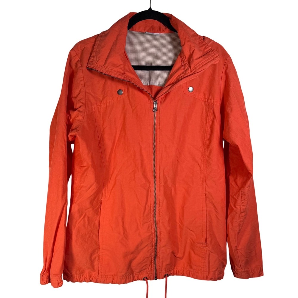 Columbia Womens Orange Full Zip Lightweight Jacket Hooded Windbreaker Large